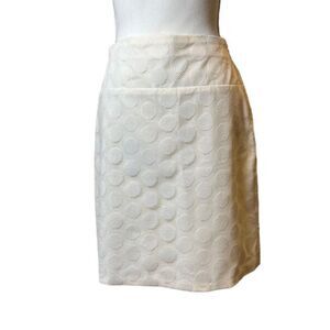 Sevier Skirt Cream Textured Polka Dot Fully Lined Mini Side Zip‎ Size Small